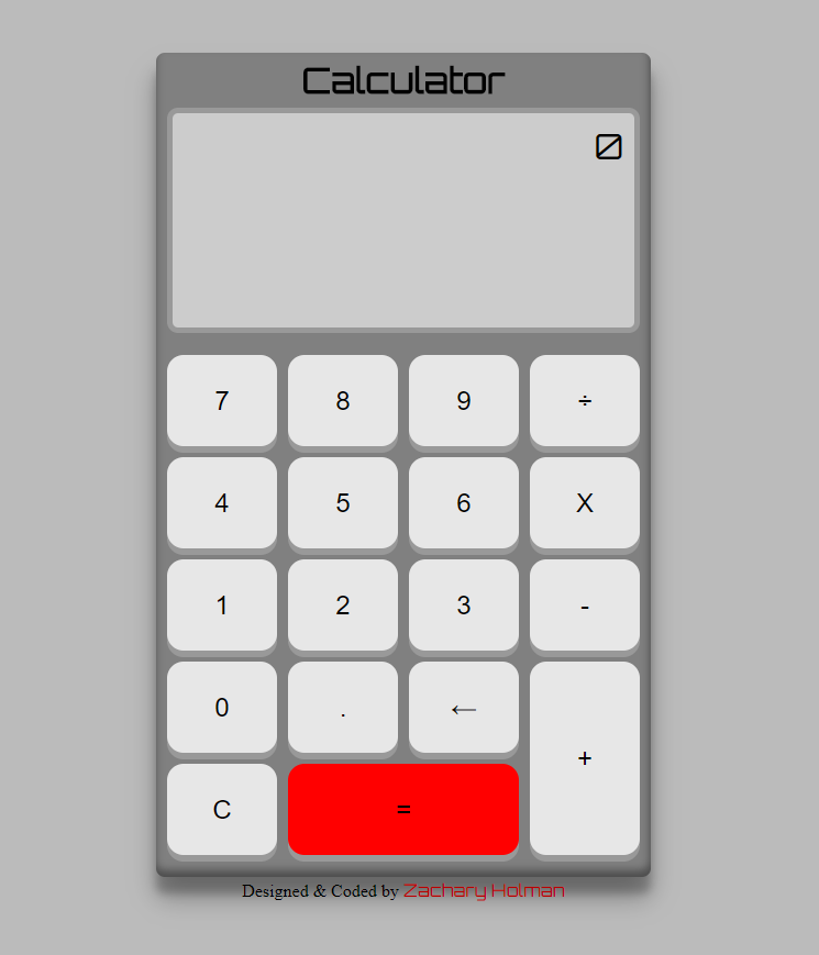 Screenshot of my javascript calculator project / website.